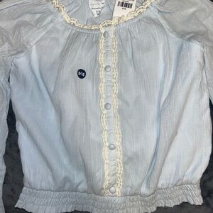 Abercrombie Kids Light Blue Blouse with Lace Detail